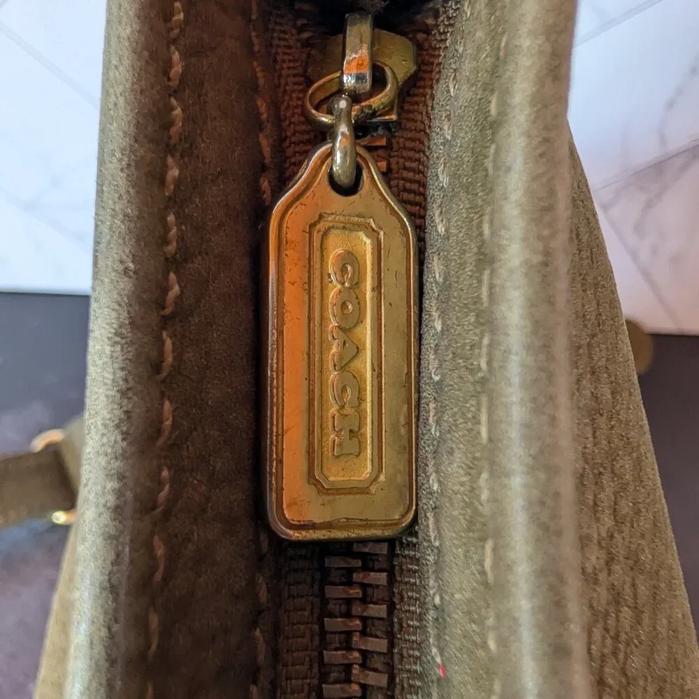 RARE Coach Pebbled Leather Olive Green Bucket N5M‑4933 w/ Dusty - Picture 5 of 16